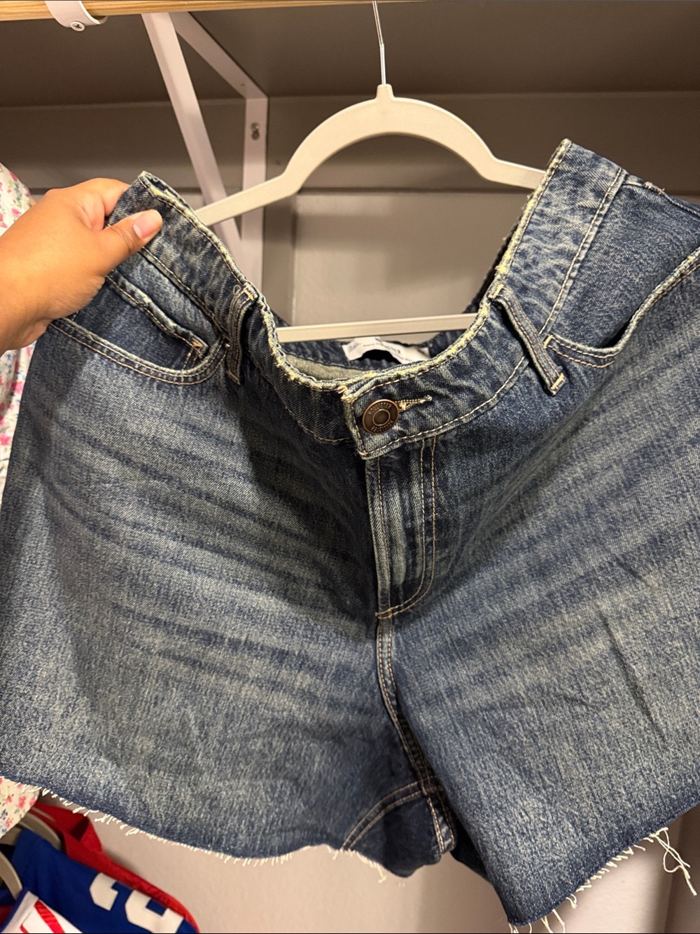 Hollister Women's Mid-Blue Boyfriend Denim Shorts